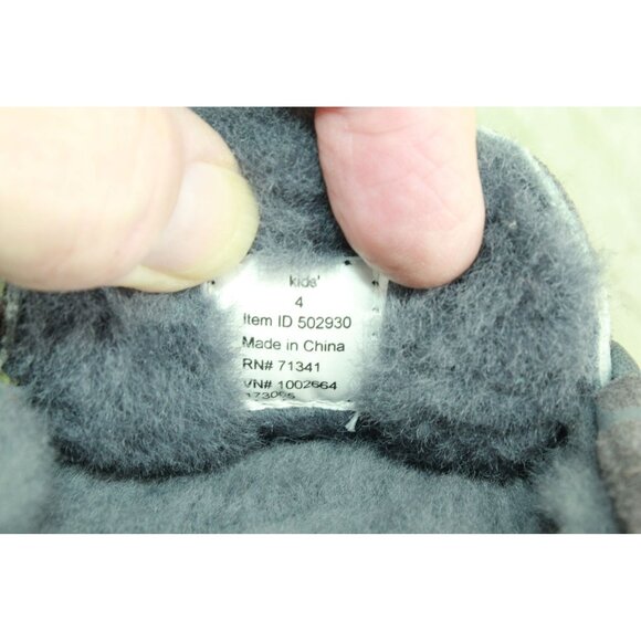 LL Bean Feldspar Camo Kids Gray Suede Wicked Good Shearling Lined Slippers Sz 4 - Picture 8 of 9